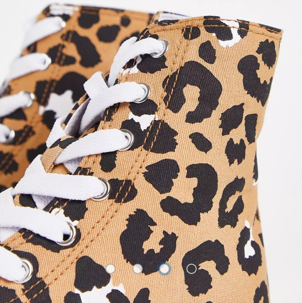NEW ASOS DESIGN Daz canvas high top sneakers in brown leopard - Picture 3 of 5